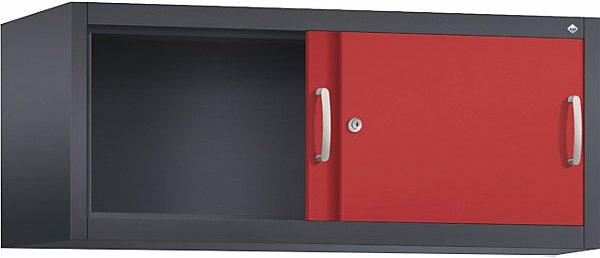 Produktbild C+P ACURADO Aufsatzschrank mit Schiebetüren, 500x1200x500, s.grau/feuerrot