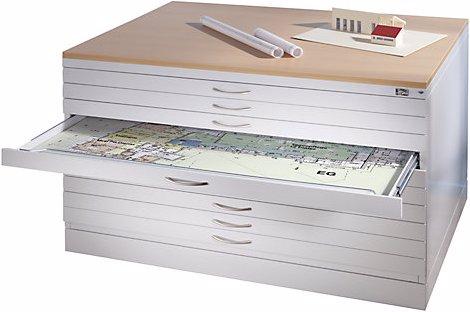 Produktbild C+P Zeichnungsschrank, DIN A1, 5 Schubladen, Höhe 420 mm, schwarzgrau / lichtgrau