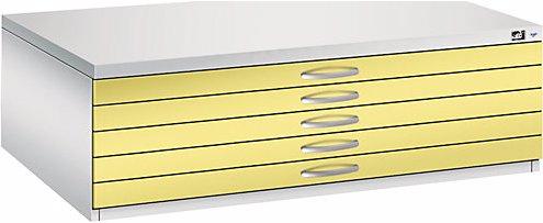 Image du produit C+P Armoire à plans, format A0, 5 tiroirs, hauteur 420 mm, gris clair / jaune