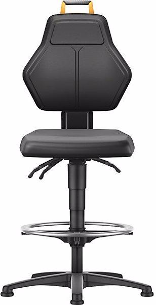 Actual product image eurokraft pro Industrial swivel chair, black, high chair with floor glides and foot ring