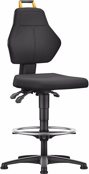 Actual product image eurokraft pro Industrial swivel chair, black, high chair with floor glides and foot ring
