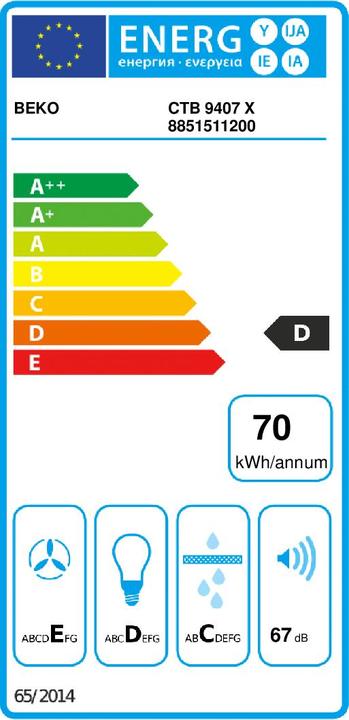 Energy Label Beko CTB 9407 X (Substructure hood)
