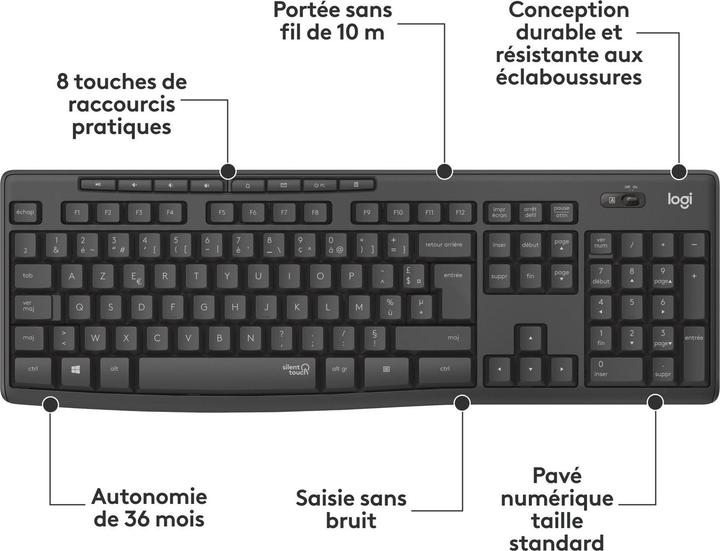 Produktbild Logitech MK295 Silent (US, Kabellos)