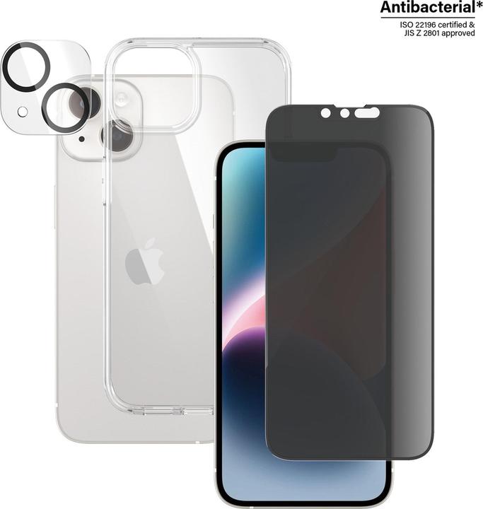 Produktbild PanzerGlass 3 in 1 Privacy Schutzset (1 Stück, Apple iPhone 14)