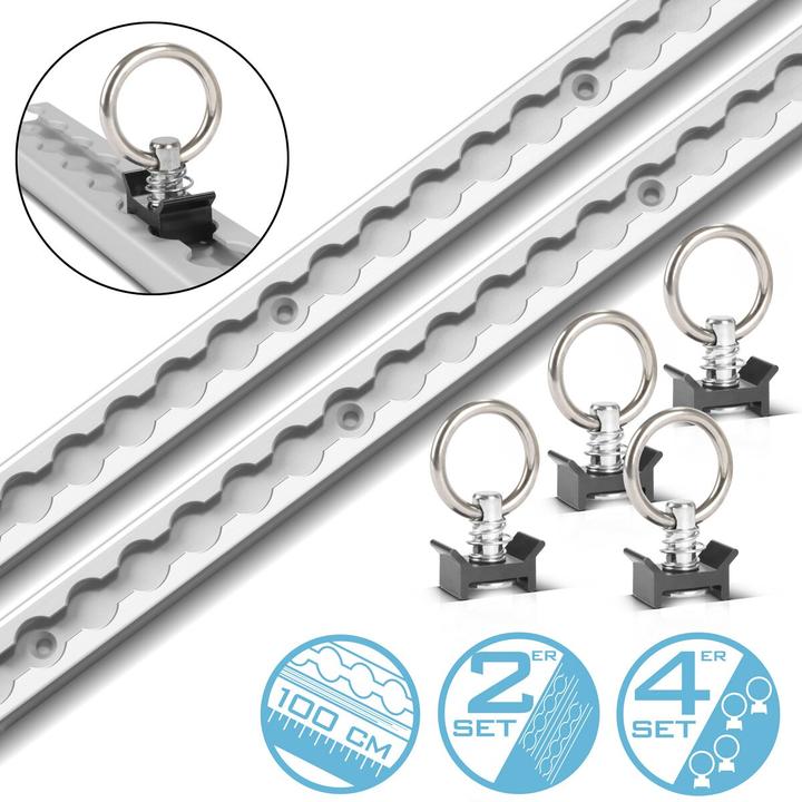 Produktbild Stahlwerk Zurrschienen 2er Set mit Zurrösen 100 cm Airlineschienen aus Aluminium