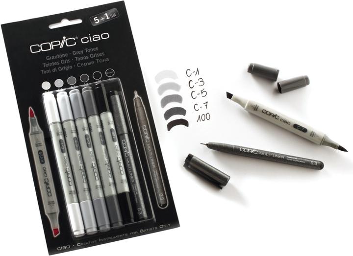 Image du produit Copic Tonalités de gris (Grey, 3 mm, 6 x)
