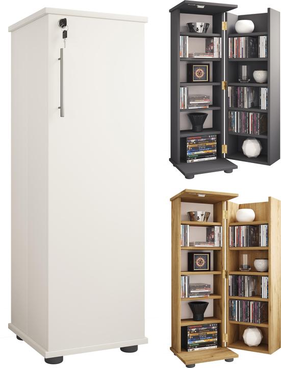 Actual product image VCM Wooden CD DVD shelf lockable Engalo L (31 x 31 x 93 cm)