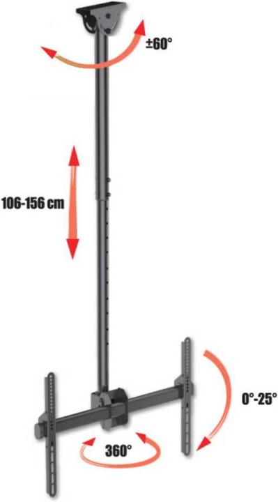 Actual product image Techly Telescopic Ceiling Long Support (Ceiling, 70", 50 kg)