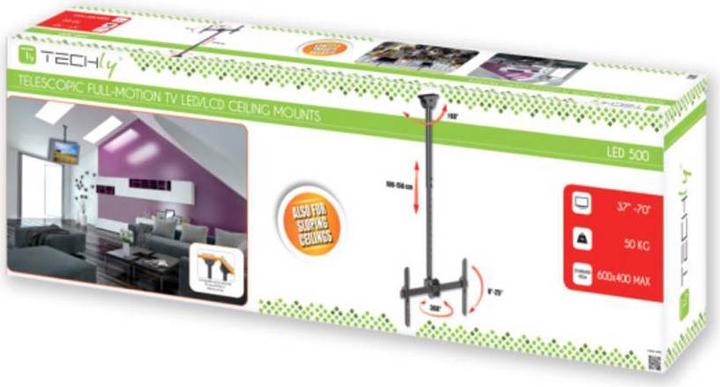 Actual product image Techly Telescopic Ceiling Long Support (Ceiling, 70", 50 kg)