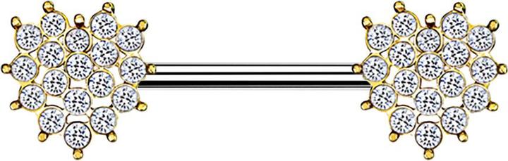 Immagine prodotto Star Piercing Barbell 14k vergoldet Kristall gepflastertes Herz silber (Ottone, Acciaio chirurgico 316L)