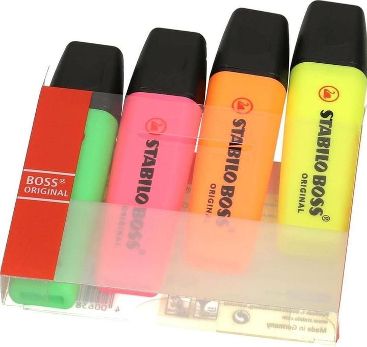 Actual product image STABILO BOSS ORIGINAL highlighter (Orange, Yellow, Green, Pink, 5 mm, 4 x)