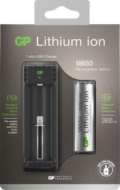 Produktbild GP Batteries L111 (1 Stk., 18650, 2600 mAh, Ladegerät inkl. Akku)