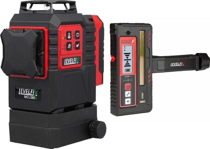 Levelfix 563802 MCL380G Multilinienlaser Grün + LLD200+ Optischer Empfänger
