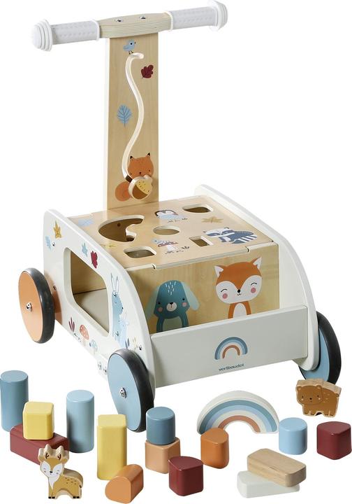 Image du produit Vertbaudet Poussette d'apprentissage 2 en 1 pour bébé AMIS DE LA FORÊT en bois FSC®.