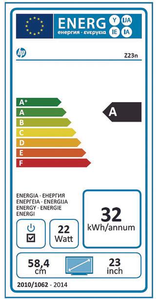 Energy Label HP Z23n (1920 x 1080 pixels)