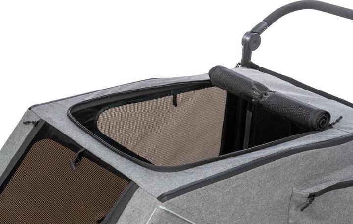 Actual product image Trixie Bicycle trailer M, 71×95×85/138 cm, grey/sage (Dog, Reflectors, Lockable)
