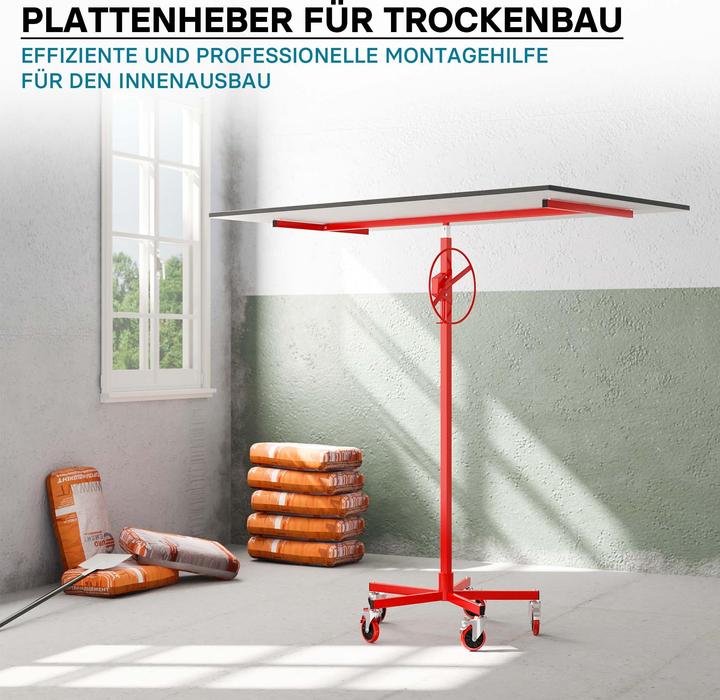 Actual product image Wiltec Panel lifter 68kg 196-330cm Assembly aid Panel lifter Drywall lift (68 kg)