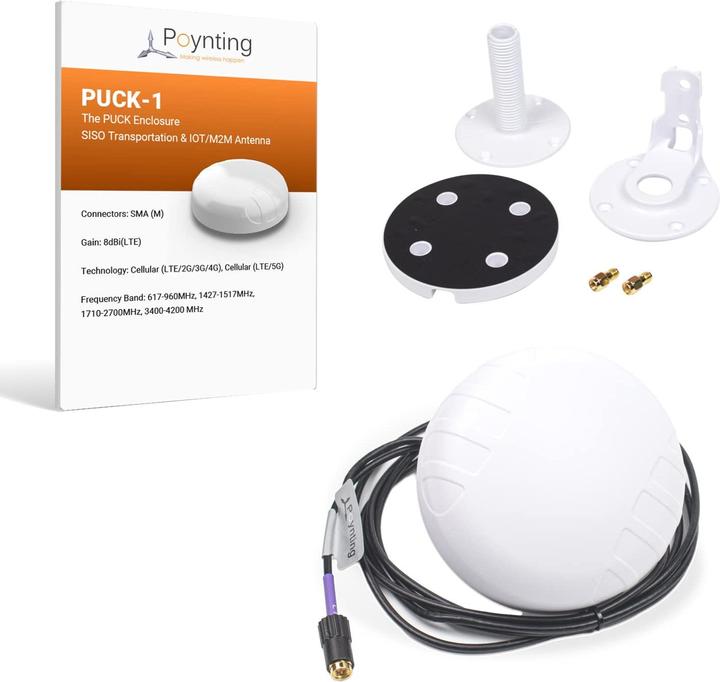 Produktbild Poynting Antennen · 5G/LTE · KFZ/Marine · A-PUCK-0001-V1-01-W · weiss · SMA (M) · 6dbi SISO LTE-Ant (5G)