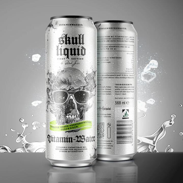 Produktbild Skull Liquid Vitamin-Water - Limette-Guave- Passionsfrucht (12x568ml Dose) (Guave, Limette, Passionsfrucht, 12 x)