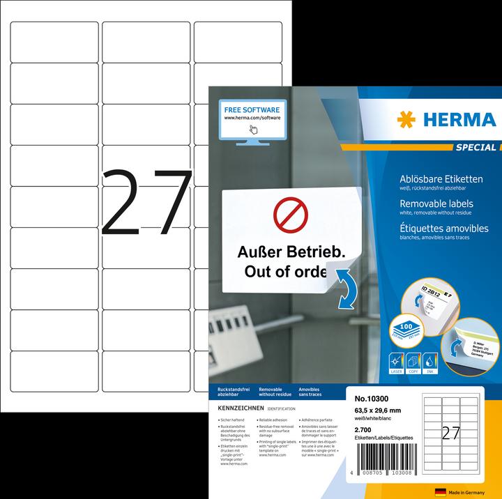 Actual product image HERMA A4 removable labels