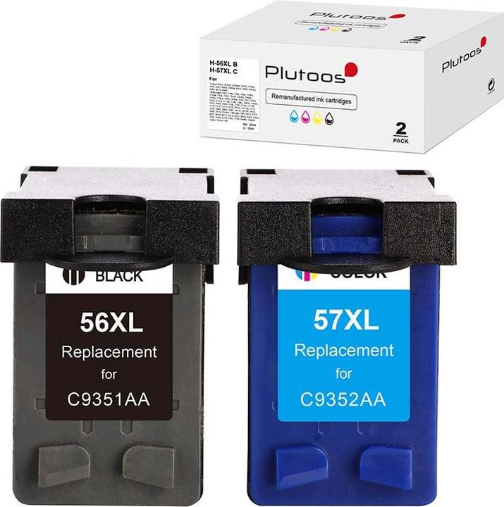 Produktbild Plutoos HP 56 XL HP 57 XL Patronen XXL kompatibel, 2er Set BK+CL (CL, BK)