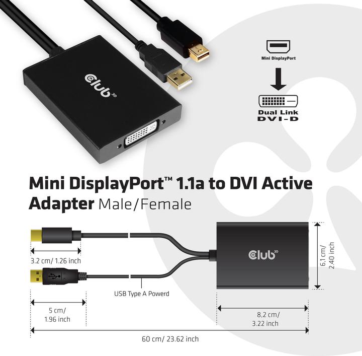 Image du produit Club 3D CAC-1130 (Mini DP, USB-A, 6.10 cm)