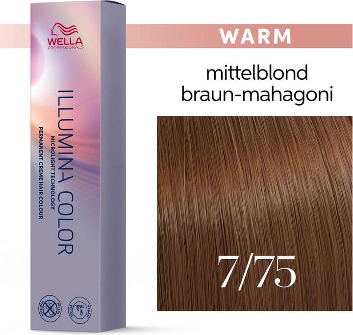 Immagine prodotto Wella Colore Illumina - 7/75 biondo medio marrone mogano (7, 75 Biondo marrone mogano)