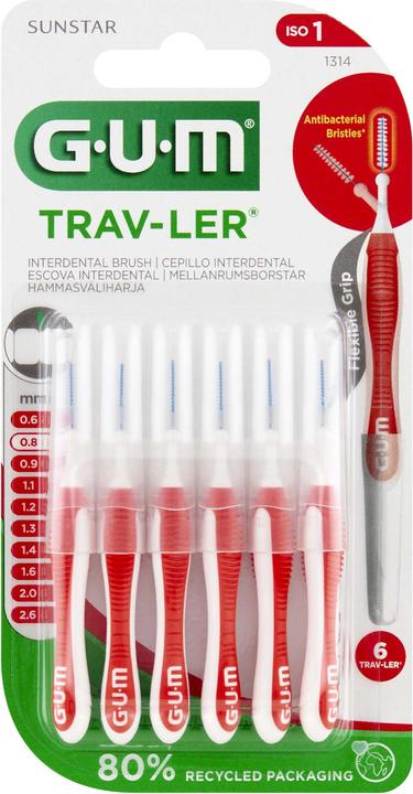 Produktbild GUM SUNSTAR Trav-Ler ISO-Norm 1 0.8mm cylindric rot (6 x)