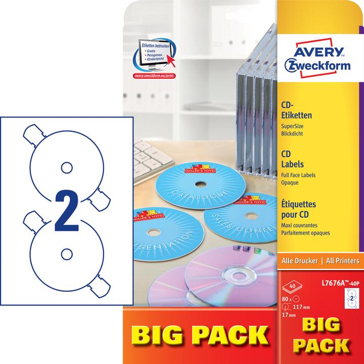 Produktbild Avery CD-Etiketten SuperSize