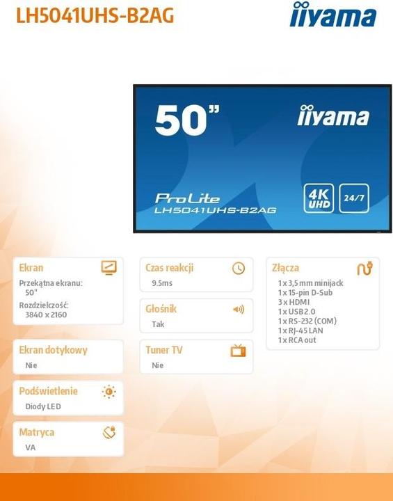 Energy Label iiyama ProLite LH5041UHS-B2AG (3840 x 2160 Pixels, 50")