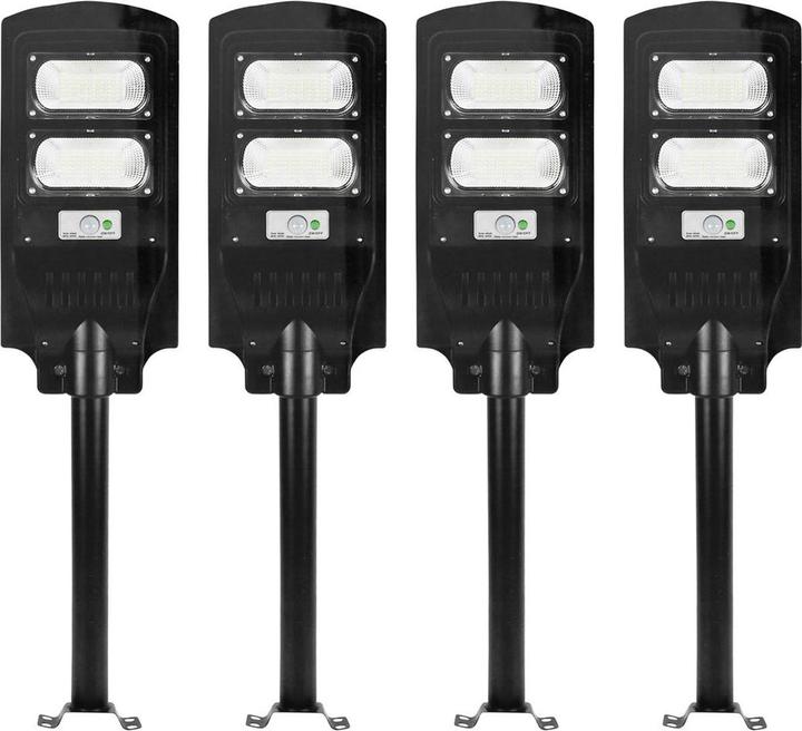 Produktbild ProPlus 4er-Set LED Solar Strassenleuchte mit Lichtsensor & Fernbedienung, 100 Watt, IP65 (800 lm, IP65)