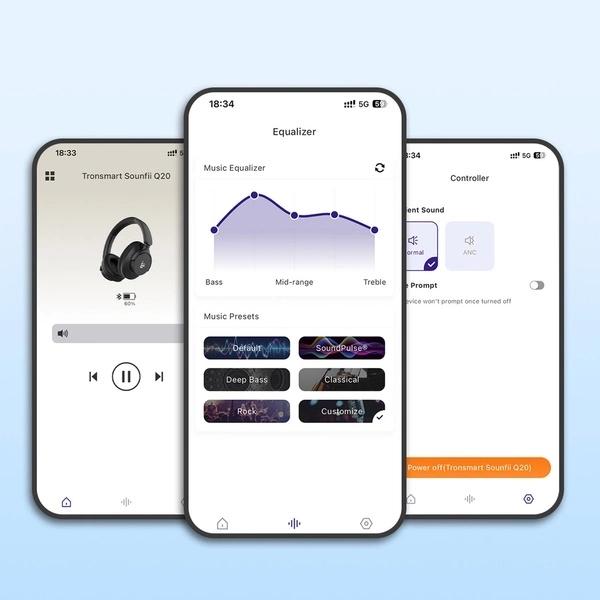 Produktbild Tronsmart SOUNDFII Q20S Hybrid ANC Bluetooth Kopfhörer mit aktiver Geräuschunterdrückung (ANC, 60 h, Kabellos)