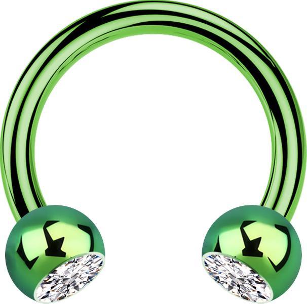 Produktbild Star Piercing Micro Circular Barbell grün mit zwei Kugeln Kristall silber (Titan G23, ohne Messing)