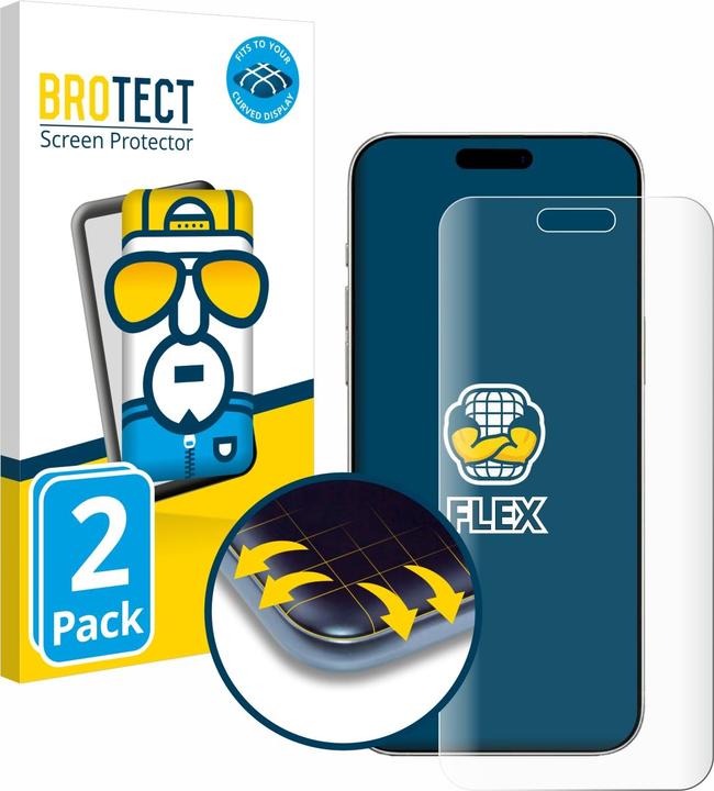 Productafbeelding BROTECT Fullscreen Beschermfolie Scherm Beschermfolie Helder Transparant (2 Stuk, Apple iPhone 16 Plus)