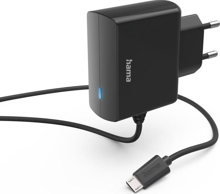 Produktbild Hama Ladegerät mit Micro-USB-Anschluss, 6 W, 1,0 m, Schwarz (6 W)