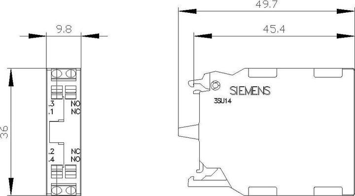 Actual product image Siemens 3SU1400-1AA10-3FA0 Contact module 1S+1OE