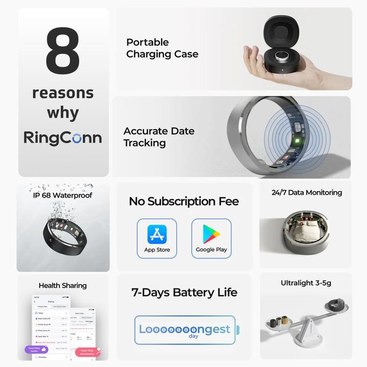 Image du produit RingConn Smart Ring (Gen1) (8, Argent au clair de lune)