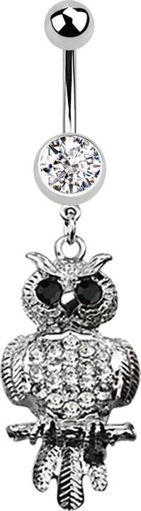 Immagine prodotto Star Piercing Banana argento con ciondolo gufo nero e argento (Acciaio chirurgico 316L, senza ottone)