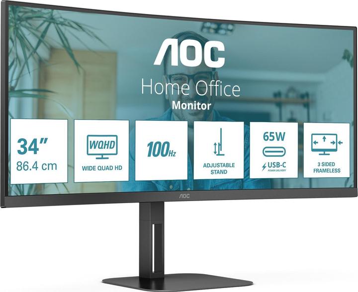 Produktbild AOC CU34V5C/BK (3440 x 1440 Pixel, 34")