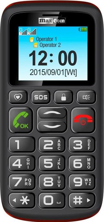 Maxcom MM428 2G (4 GB, Black, Red, 1.80", Dual SIM, 2G)
