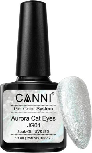 Immagine prodotto Canni Smalto gel Occhi di gatto Aurora Silver Glitter / JG01 UV/LED (Glitter argento, Smalto per unghie effetto gel)