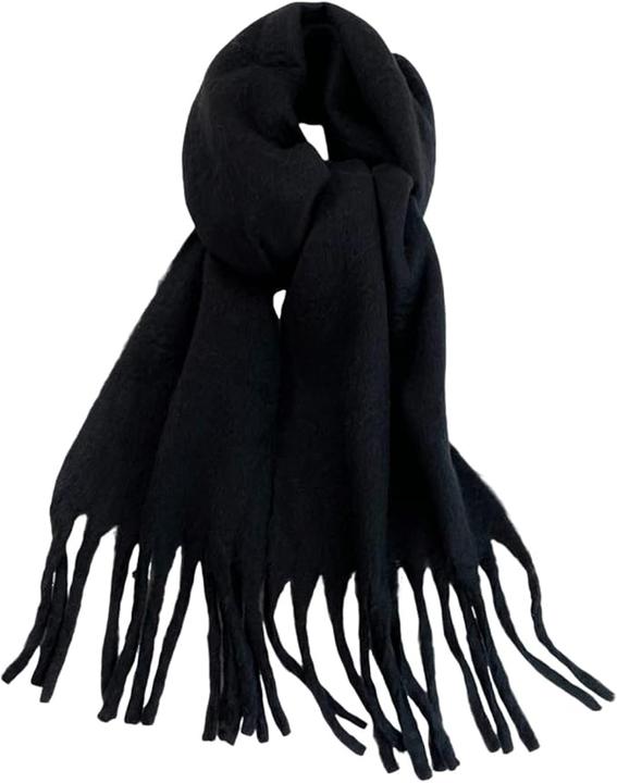 Only-Bags.Store Solide Farbe Plüsch Warm Chunky Schal Lange Einfache Grosse Verdickte Quaste Schal Winter Outdoor