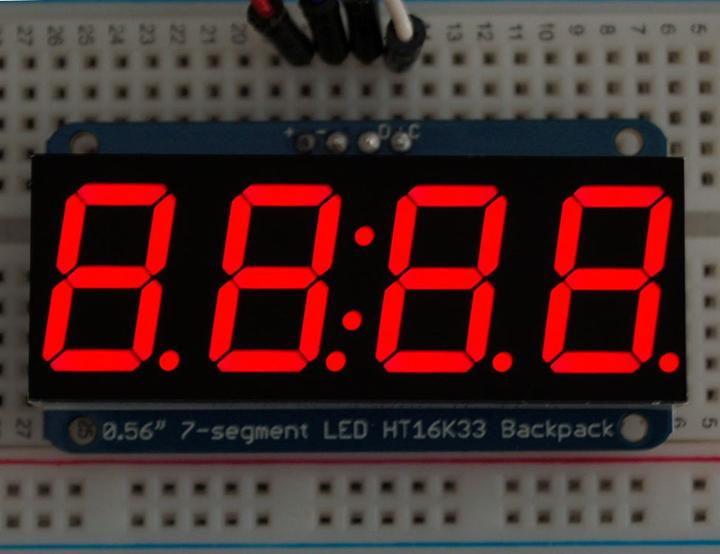 Actual product image Adafruit 0.56" 4-Digit 7-Segment w/I2C Red (Various)