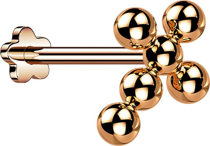 Star Piercing Micro Threadless Labret Blume rosegold Kreuz Kugeln (ohne Messing, Titan G23)