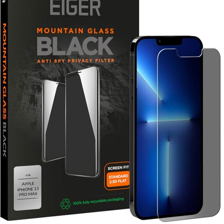Actual product image Eiger Mountain Glass Black (1 Piece, Apple iPhone 13 Pro Max, Apple iPhone 14 Plus)