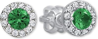 Brilio Gold round earrings with green crystal 239 001 00806 07
