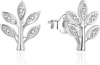 Agato - Silver earrings Twig with zircons AGT-E103PW