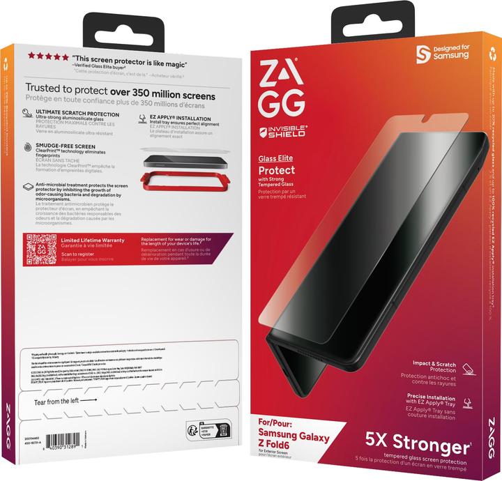 Actual product image Zagg Invisibleshield Tempered Glass Edge To Edge Screen Protector Samsung Galaxy Z Fold 6 (1 Piece, Samsung Galaxy Z Fold6)