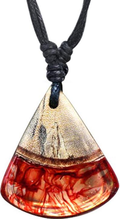 Star Piercing Halskette schwarz Anhänger Fächer färbung Epoxy rot aus Tamarind Holz (ohne Messing, Organisch)