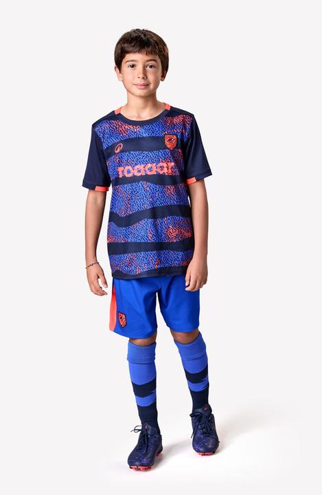 Image du produit Kipsta Kinder Fussball Trikot kurzarm - VIRALTO Kids Roarrr Rhino Streifen blau/violett (6, 7, 8)